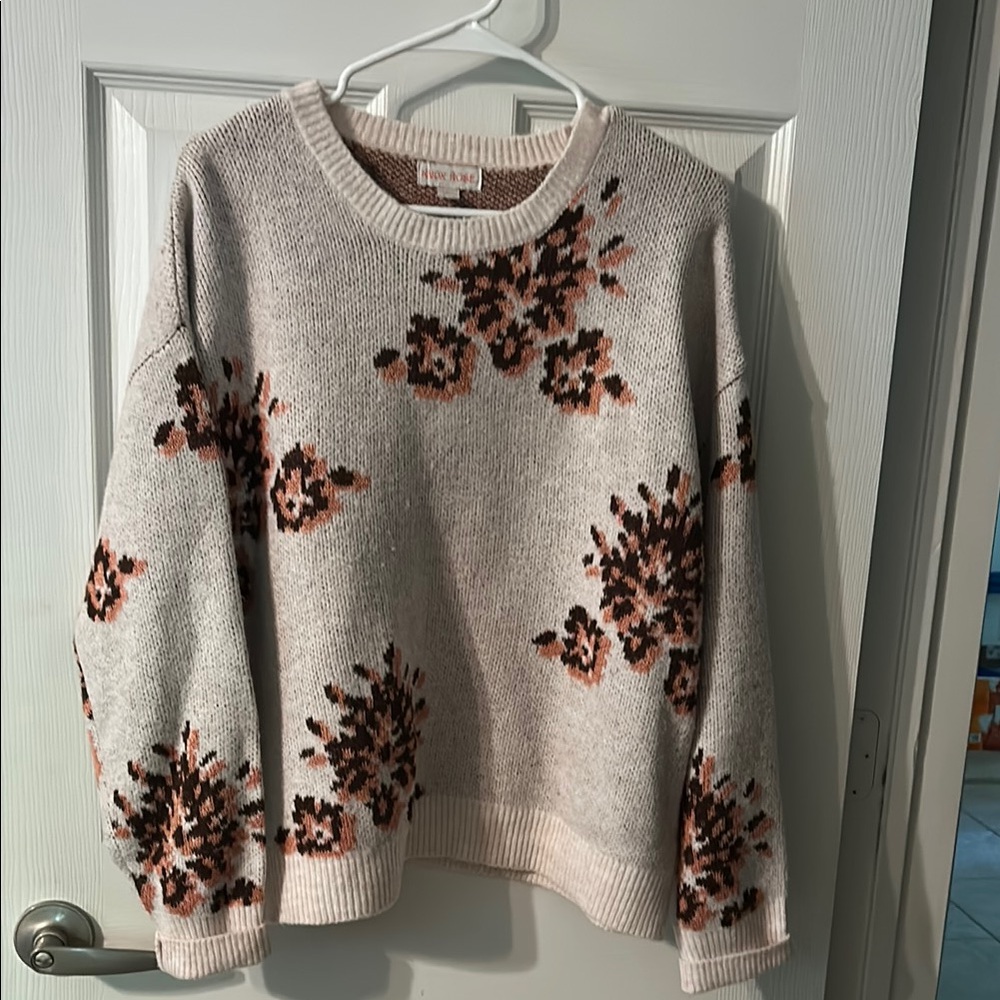 Knox Rose Floral Sweater - Cream and Brown